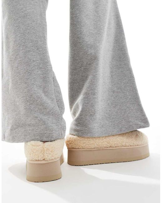SEQWL Gray Fluffy Teddy Flatform Mules