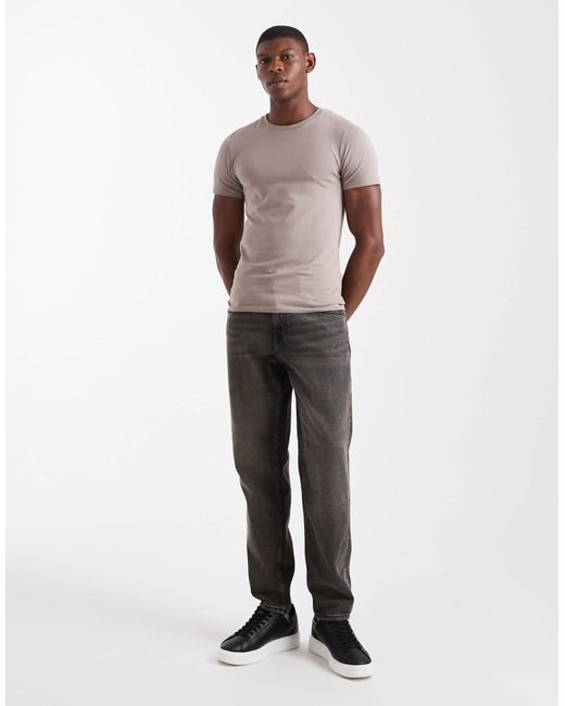 ASOS Gray Essentials Muscle Fit T-shirt for men