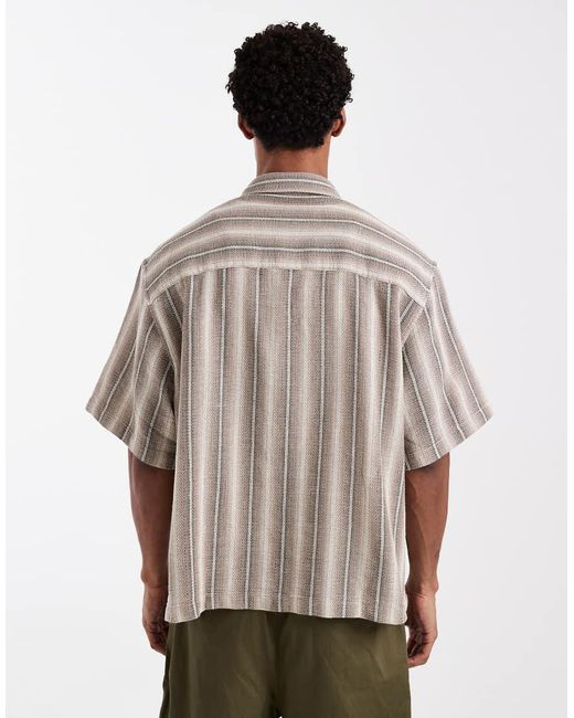 ASOS Gray Oversized Textured Stripe Shirt for men