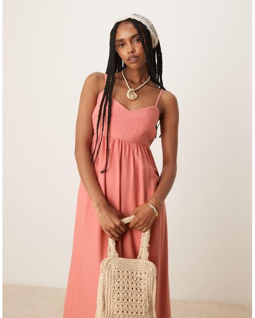 Mango Pink A-line Cut Out Side Panel Detail Dress Maxi Dress