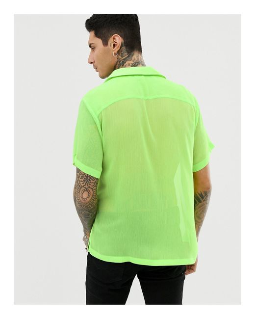 Chemise oversize avec col à revers - fluo ASOS pour homme en coloris Vert |  Lyst