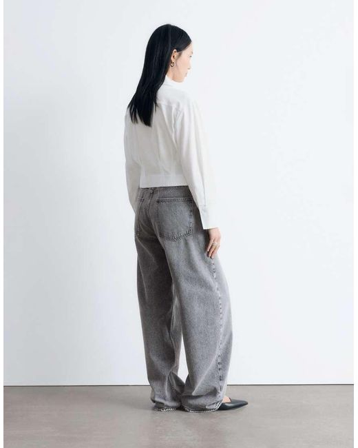 & Other Stories Blue Cotton Rich Shirt With Tailored Waist Detail