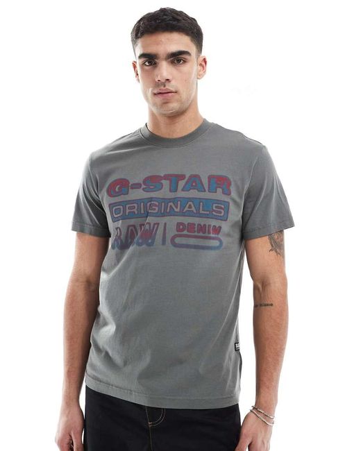 G-Star T-Shirt Met Logoprint Met Kleurverloop in het Gray voor heren