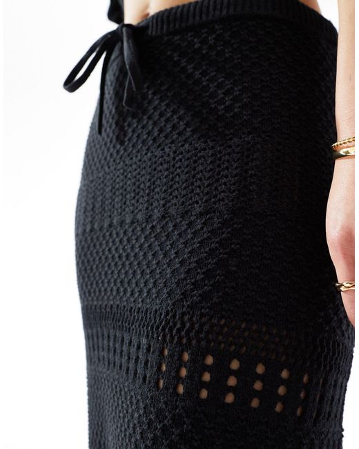 ASOS Black Knitted Stitch Midi Skirt