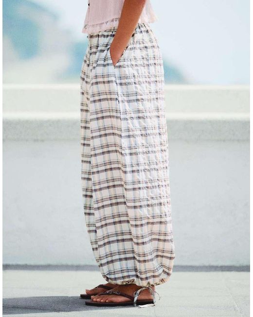 Bershka Gray Checked Sarouel Trousers