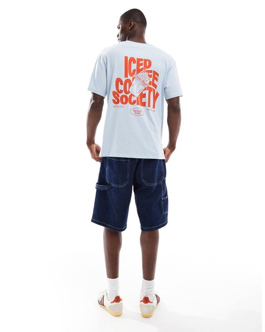 Jack & Jones White Oversize T-shirt With Ice Coffee Back Print for men