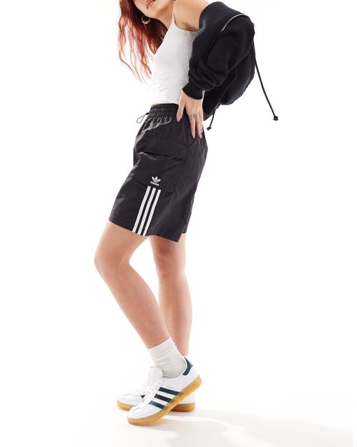 Adidas Originals Black Three Stripe Cargos Shorts