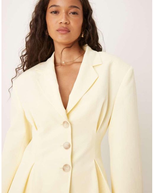 ASOS Natural Linen Blend Cinch Waist Blazer
