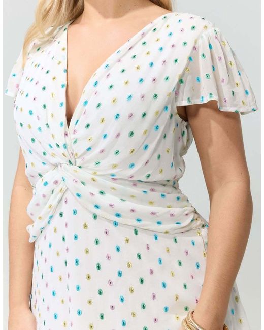 Yours Clothing White Dobby Twist Front Maxi Dress