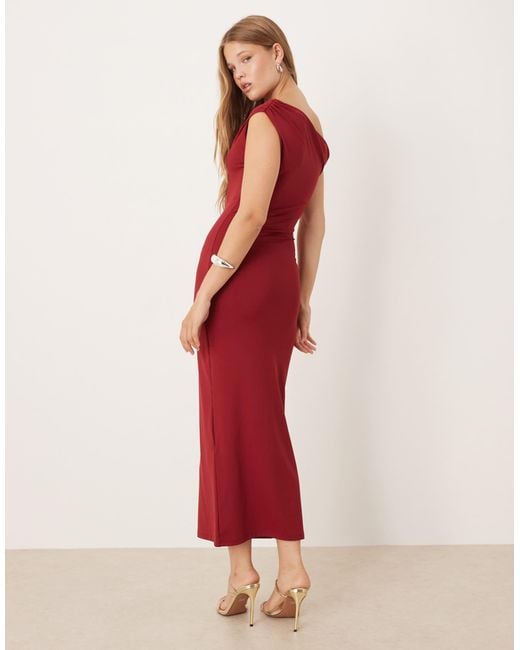 Gina Tricot Soft Twist Asymmetric Maxi Dress in Red | Lyst