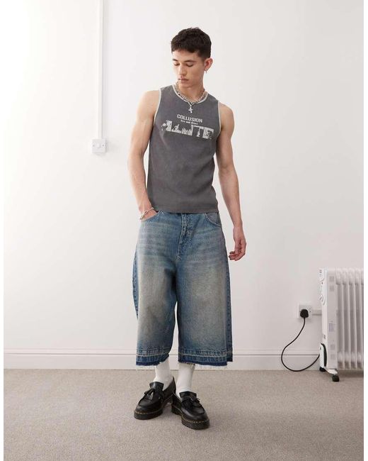 Collusion Gray Relaxed Skater Fit Vest for men