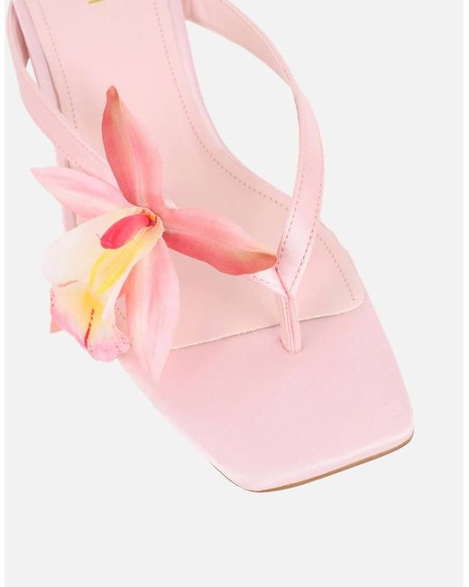 SIMMI Brown Ruby Flower Detail Mules