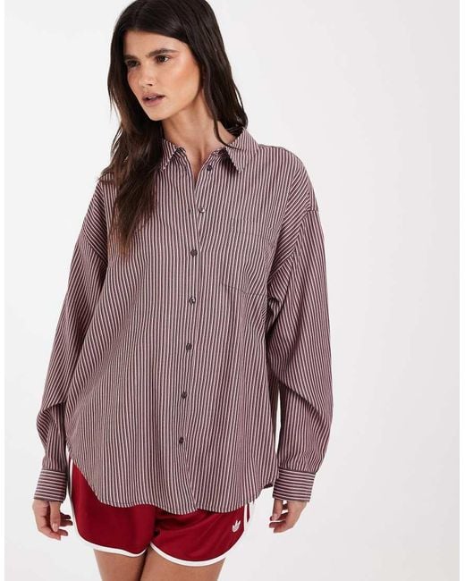 Pieces Red Oversized Long Sleeve Shirt