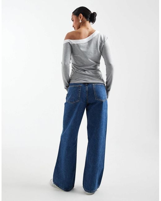 ASOS Blue Asos Design Circular Design Collection Petite Wide Leg Dad Jeans