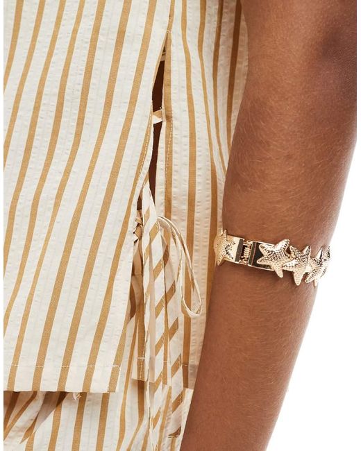 ASOS Seersucker Shell Top Met Gestrikte Zijkant En Bruine Strepen, Deel Van Co-Ord Set in het Natural
