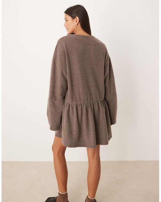 ASOS Natural Supersoft V Front Dropped Waist Mini Dress