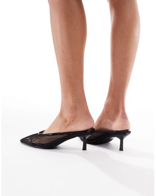 London Rebel White – mules-sandaletten aus em netzstoff mit kitten-absatz