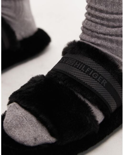 Tommy Hilfiger Brown Faux Fur Slippers