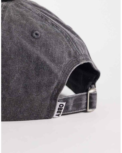 Obey Gray Pigment Bold Logo Six Panel Strapback Cap