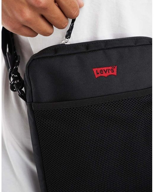 Borsa Con Doppia Tracolla Nera Con Logo di Levi's in White da Uomo