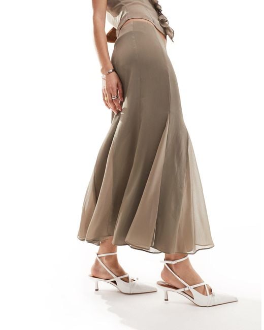 Lioness Natural Chiffon Pleated Midaxi Skirt Co-ord
