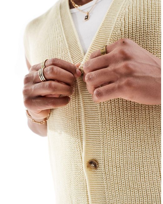 ASOS White Oversized Knitted Sleeveless Rib Cardigan for men