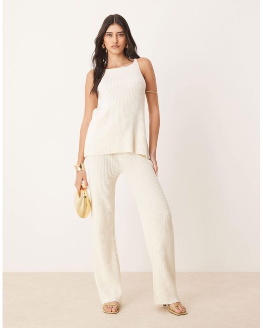 ASOS Natural – strick-hose mit weitem bein aus flammengarn