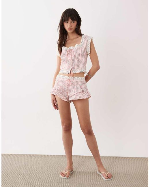 Wild Lovers Pink Mireille Button Front Top With Lace Detail