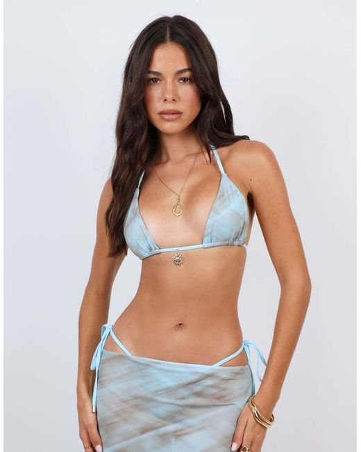 SIMMI Blue Abstract Print Triangle Bikini Top