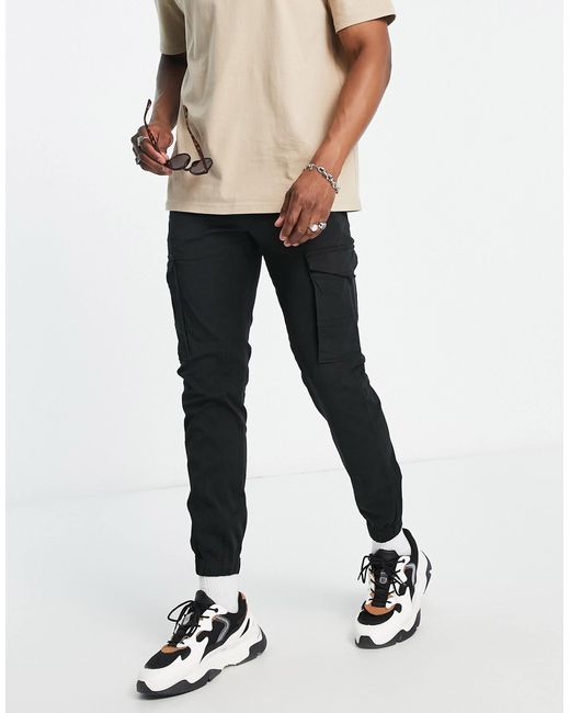Jack & Jones Black Intelligence Cuffed Cargo Trouser for men