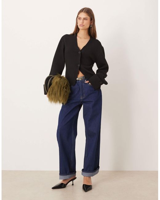 Gina Tricot Blue Long Sleeve Knitted Sculptured Cardigan