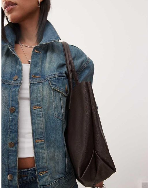 Barney's Originals Blue Leather Tote Bag