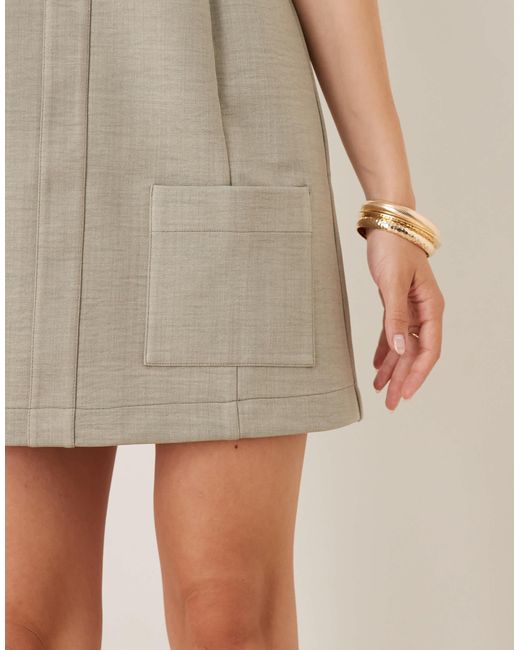 ASOS Natural Bonded Mini Shift Dress With Pocket Detail