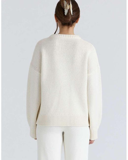 House Of Cb Natural Bear Ivory Wool Chunky Knit Sweater