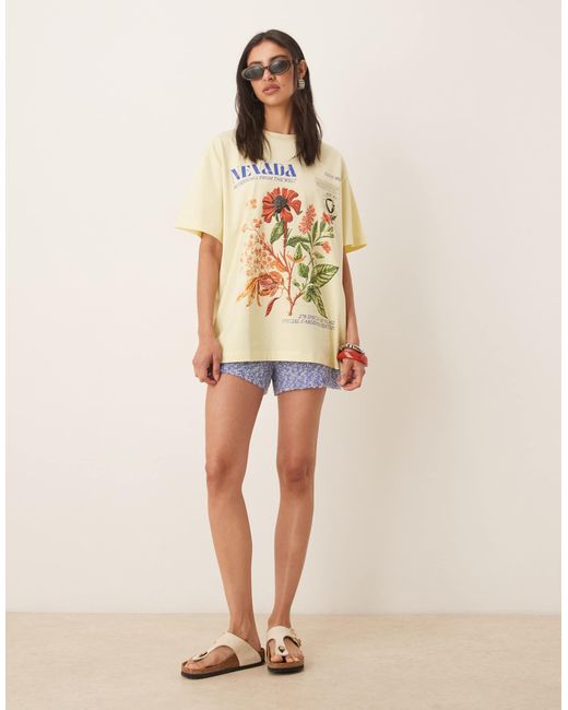 ASOS Natural Oversized Tee With Nevada Botanical Graphic
