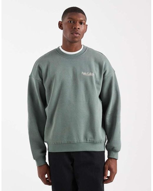 Only & Sons Gray Vintage Fit Sweat With Run Club Back Print for men