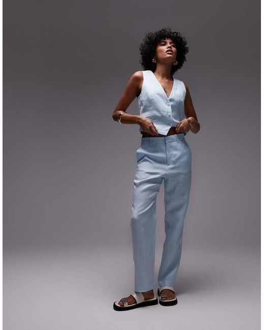 Mango Elegante Linnen Broek in het Gray