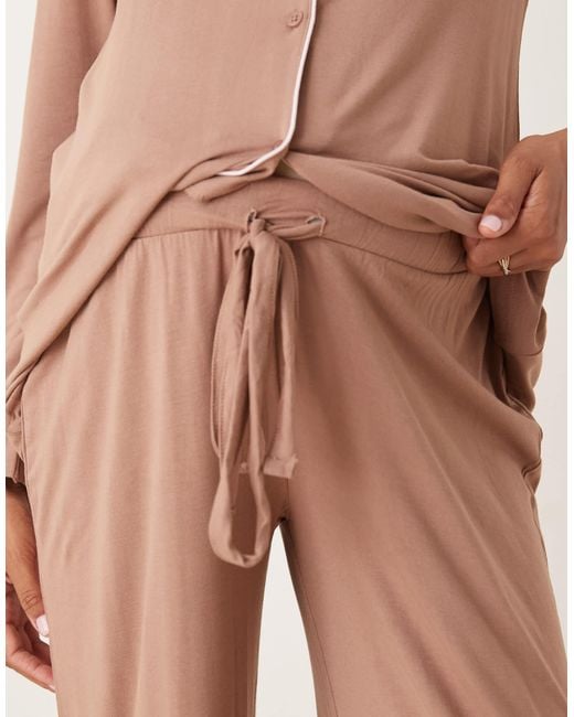 ASOS Natural Asos Design Maternity Long Sleeve Super Soft Pyjama Set