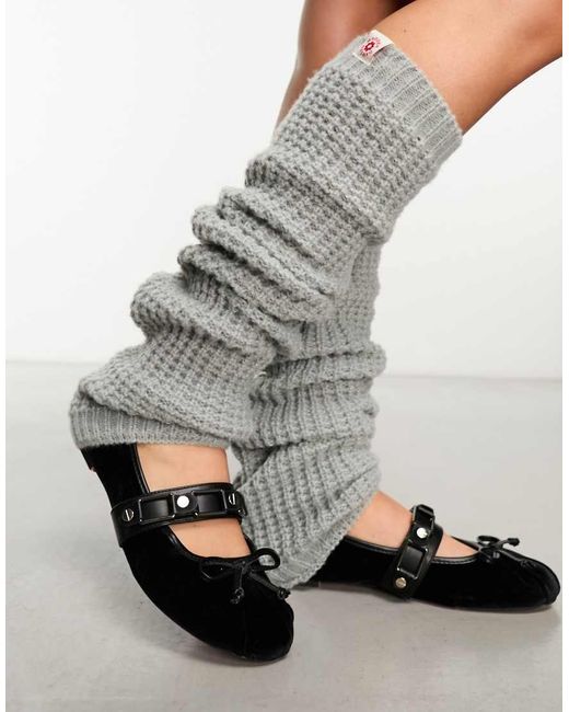 Damson Madder Gray Chunky Knitted Leg Warmers
