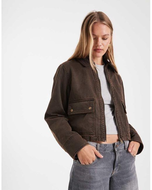 New Look Gray Waxed Barn Jacket