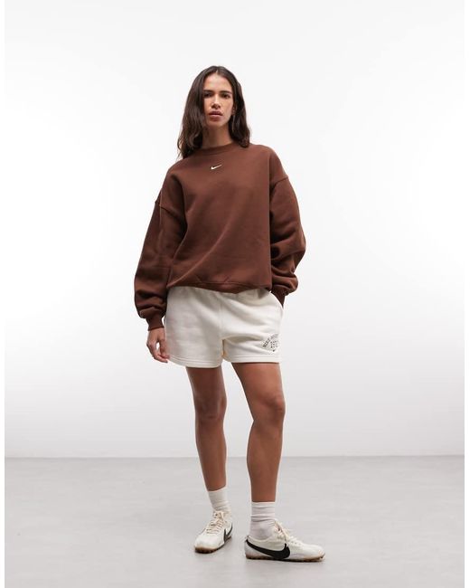 Nike Brown Studio Fleece Mid-weight Oversized Sweat