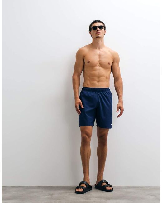 Adidas Originals Blue Adidas Training Essentials Swimshorts With 3 Stripes for men