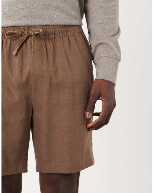 Threadbare Natural Linen Mix Shorts for men