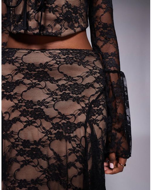ASOS Co-Ord Lace Mini Skirt With Godet Detail in Black | Lyst