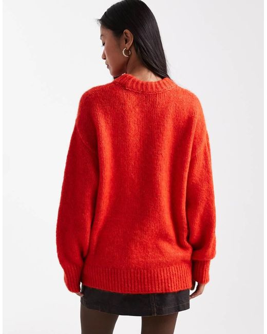ASOS Oversized Trui Met Ronde Hals in het Red
