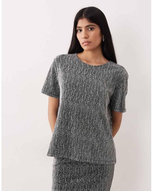 Vila T-Shirt Met Glitter in het Gray