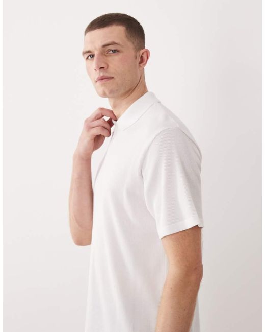 JJ Rebel White Waffle Zip Polo for men