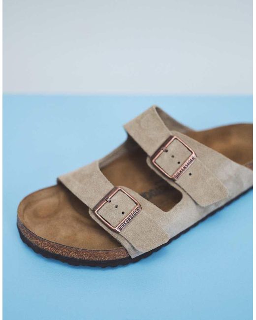 Birkenstock White Arizona Regular Fit Suede Sandals