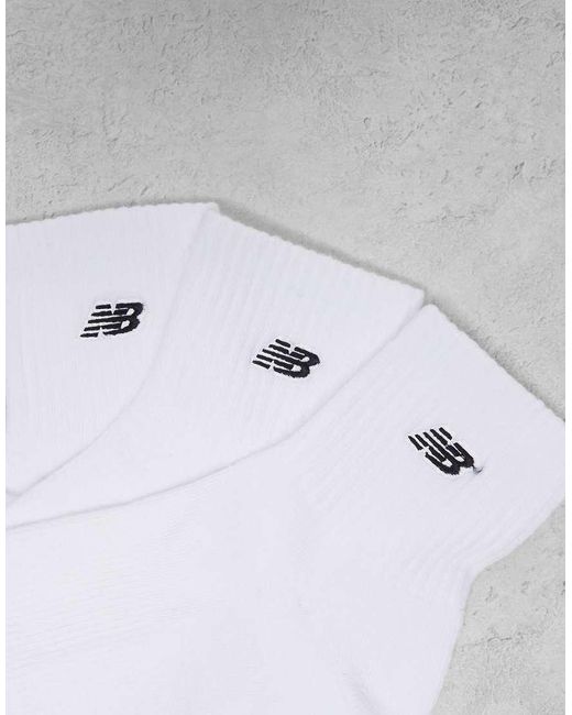 New Balance White 3 Pack Embroidered Logo Ankle Socks for men