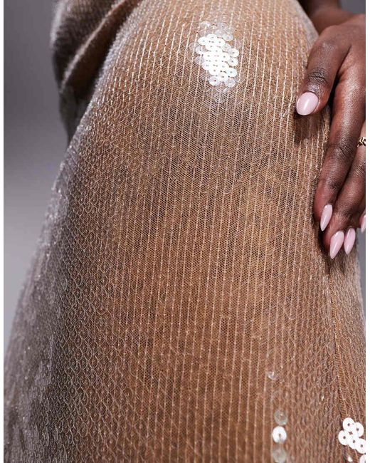 Bardot Natural Sequin Maxi Dress
